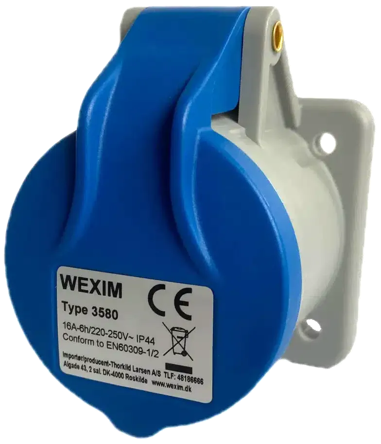 CEE vegguttak innfelt rett IP44 16A 230V