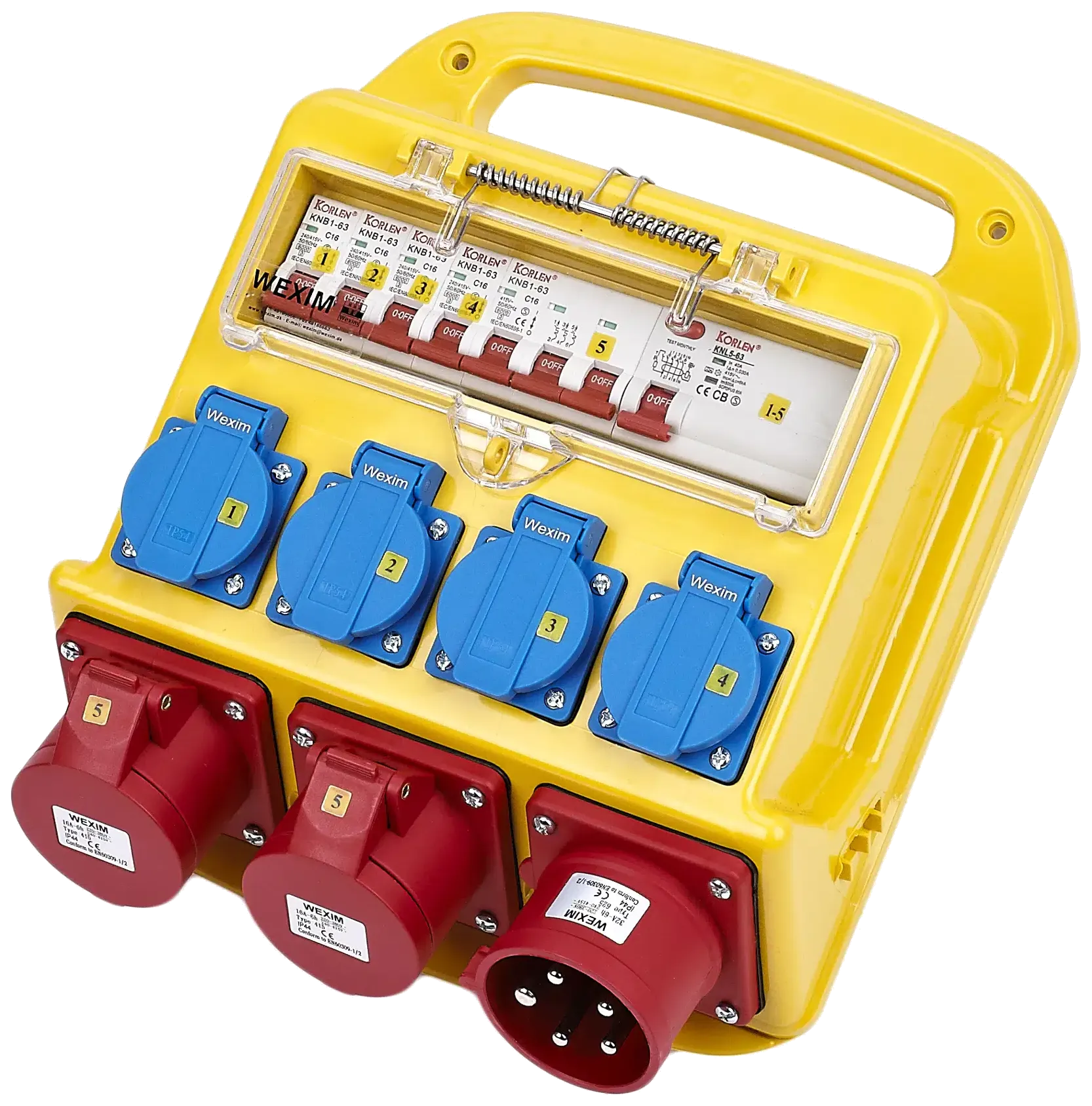 Byggestrømtavle 32A, 2×400V CEE + 4×230V Schuko