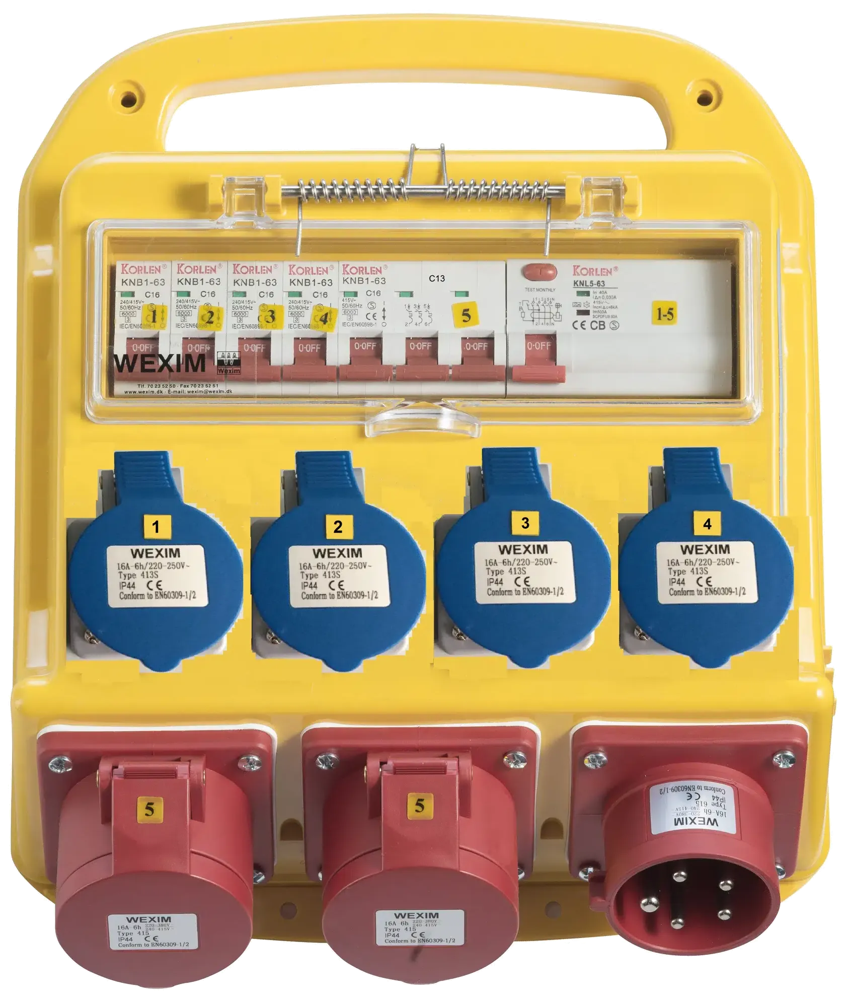 Byggestrømtavle 32A, 2×400V CEE + 4×230V CEE