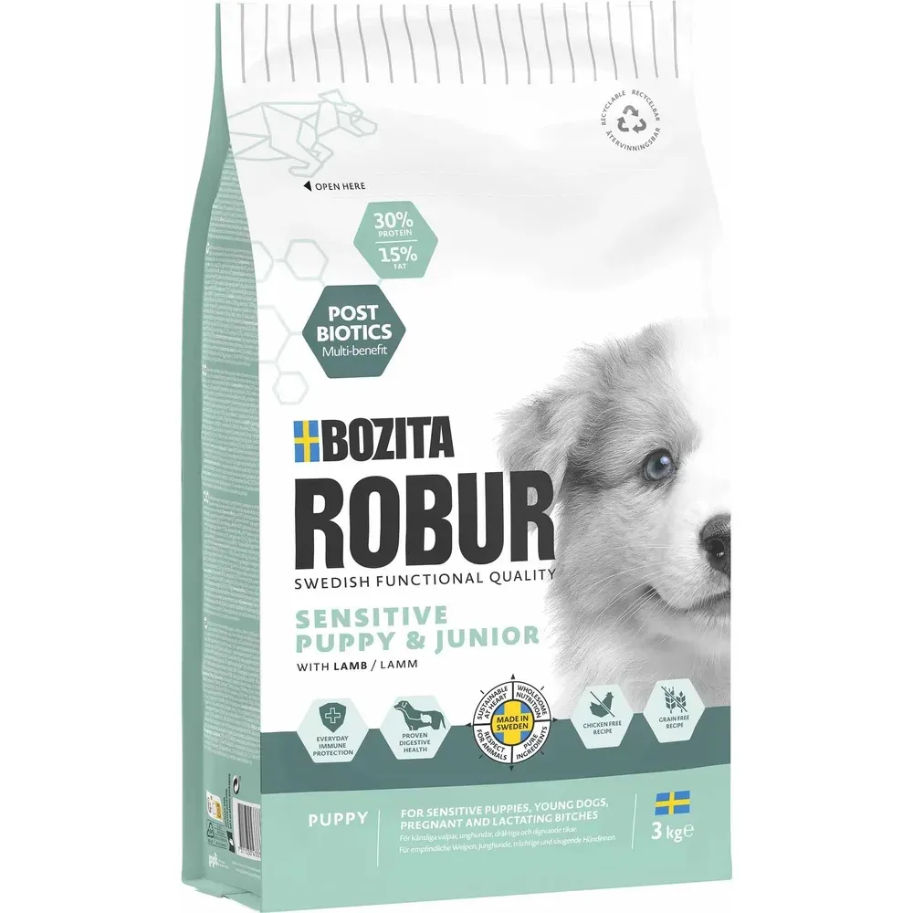 Robur Sensitive Puppy og Junior med Lam - 3kg