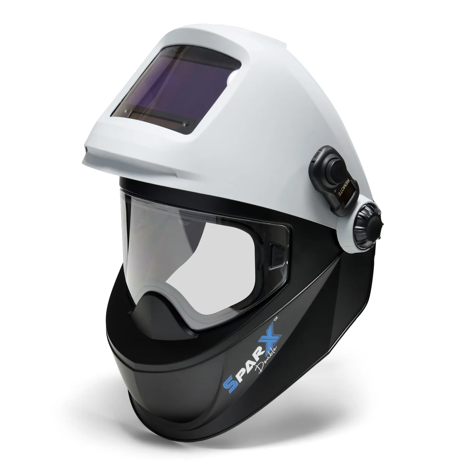 SHINE SPARX dobbel OLED sveise- og slipehjelm med Bluetooth fjernkontroll