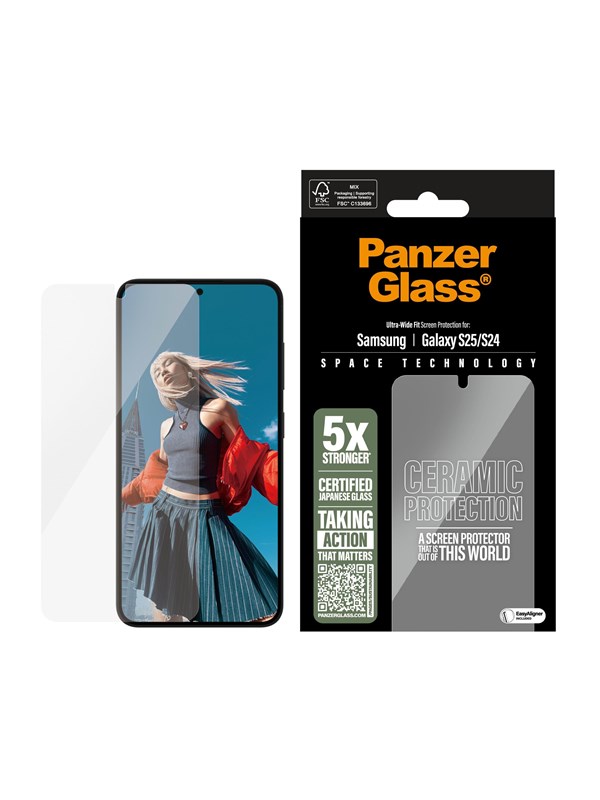 PanzerGlass Ceramic Screen Protector Samsung Galaxy S25 | Ultra-Wide Fit