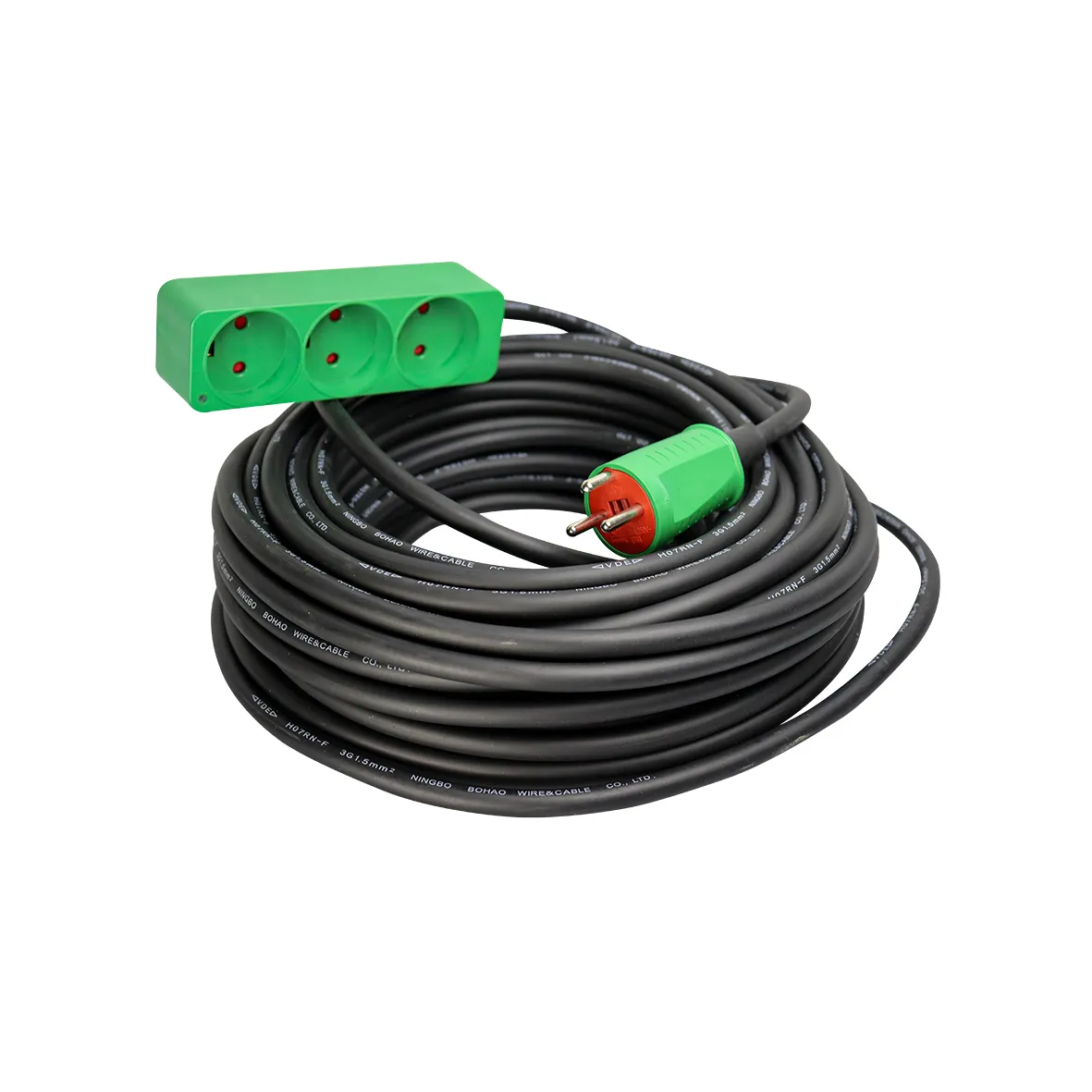 BLUE ELECTRIC Kabelsæt 25m neopren 3-stikdåse m/jord 3x1,5mm2 16A 240V