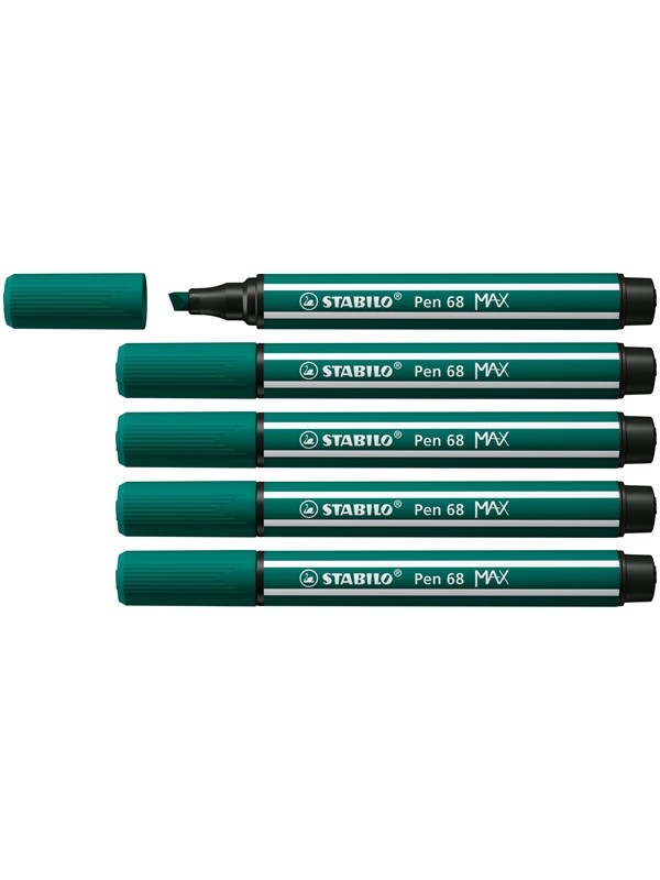STABILO Pen 68 MAX - Fibre-tip Pen with Thick Chisel Tip - Turquoise Green