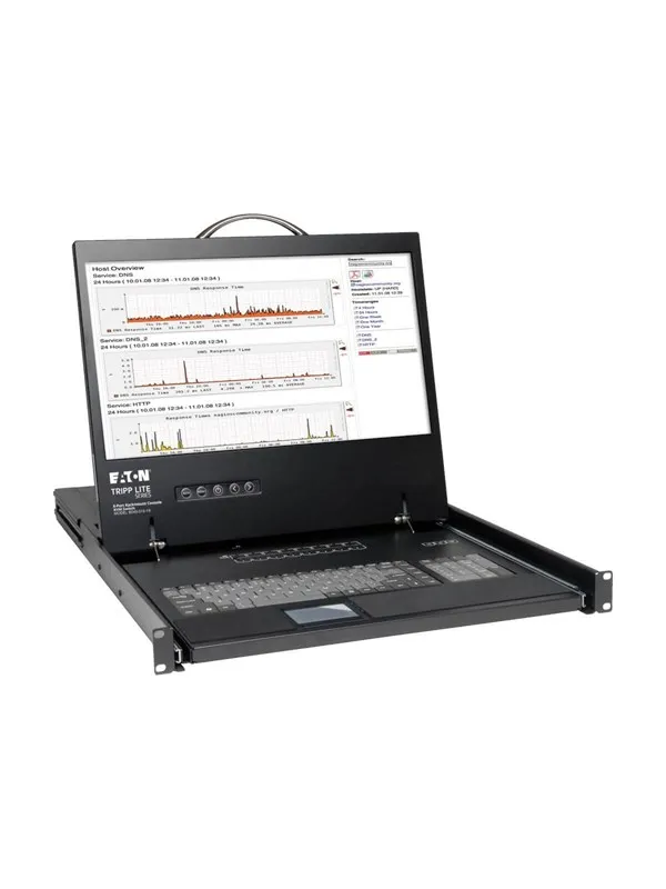 19" Tripp Lite Eaton Series 8-Port Rack Console VGA KVM Switch w/ 19" LCD 1U TAA