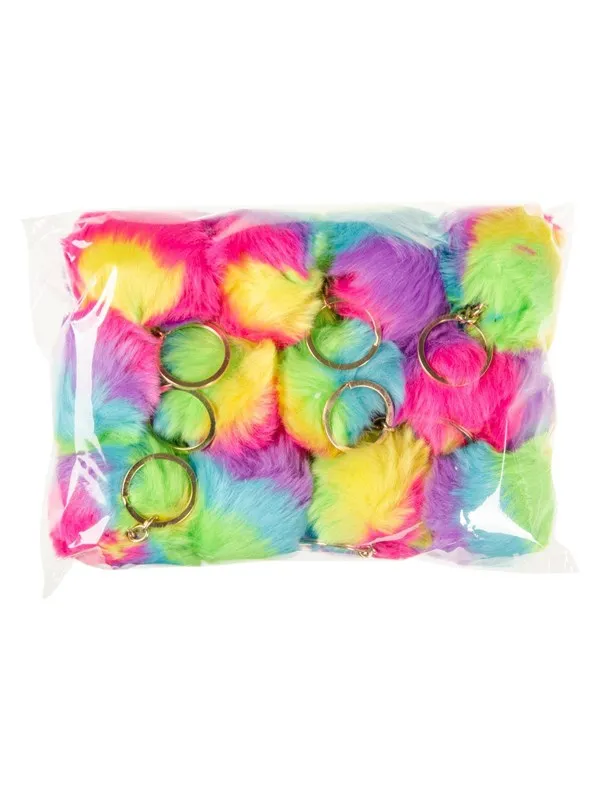 LG-Imports Fluffy Keychain Rainbow Ball 12 pcs.