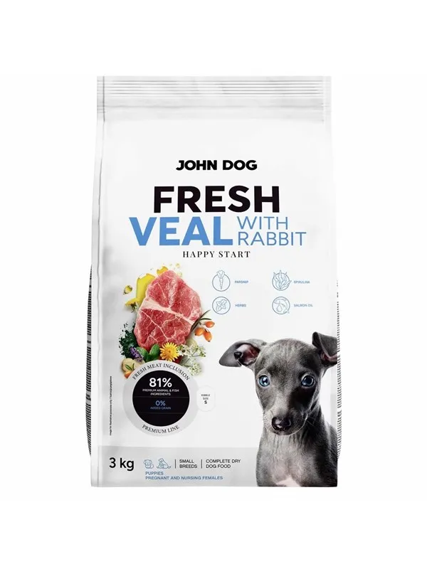 John Dog PUPPY FRESH VEAL WITH RABBIT Karma sucha