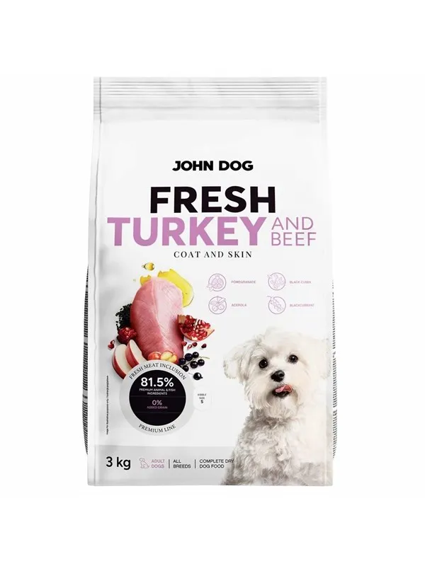 John Dog ADULT FRESH TURKEY & BEEF Karma sucha dla