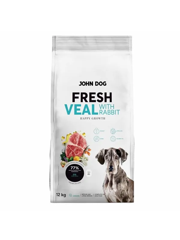 John Dog JUNIOR FRESH VEAL WITH RABBIT Karma sucha