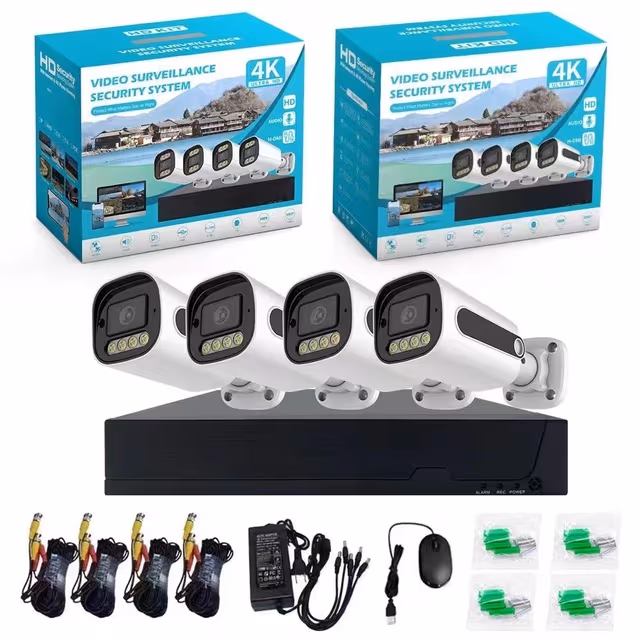 4-kanals DVR-sett overvåkningskamera HD-sikkerhet CCTV-system for utendørs bruk