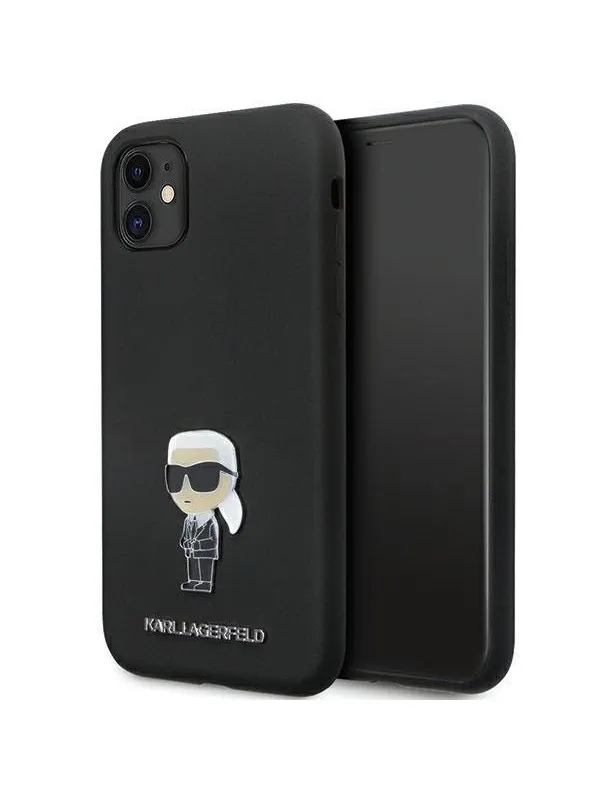 Karl Lagerfeld KLHCN61SMHKNPK case for iPhone 11 / Xr - black Silicone Ikonik Metal Pin