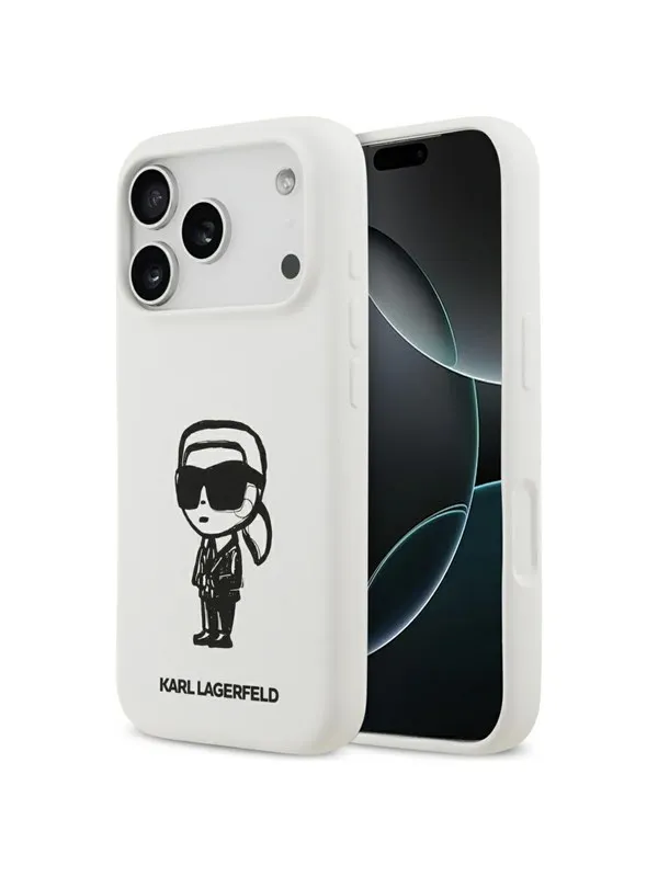 Karl Lagerfeld Silicone Karl Sketch & Logo MagSafe Case for iPhone 17 Pro - White