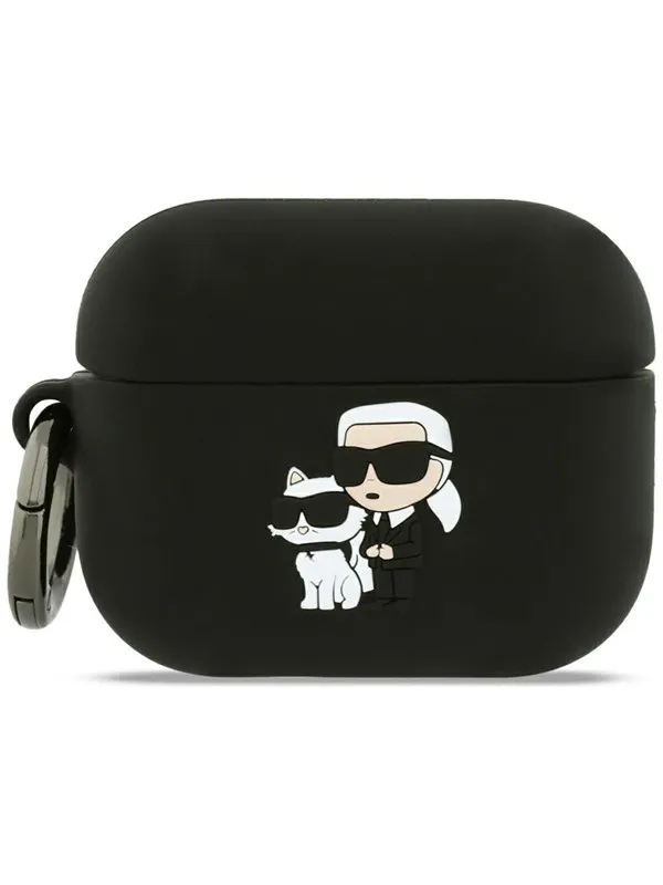 Karl Lagerfeld Silicone Karl & Chaupette Head 3D Case for AirPods Pro 3 - Black