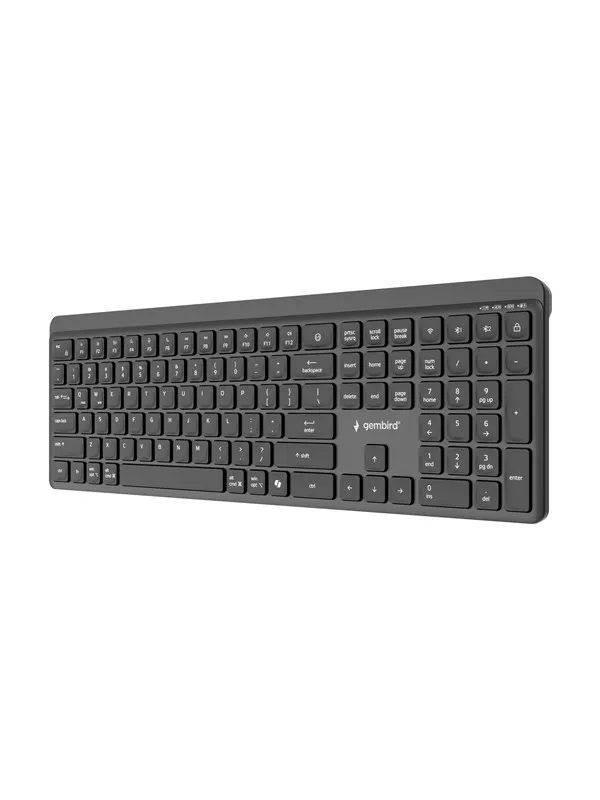 Gembird - keyboard - dual-mode pro-business slim full size - QWERTY - US - black Input Device - Tastatur - Engelsk (USA) - Svart