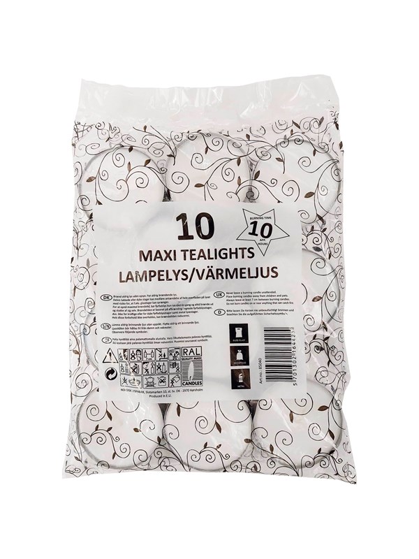 Asp-Holmblad Maxi telys 10 timer.