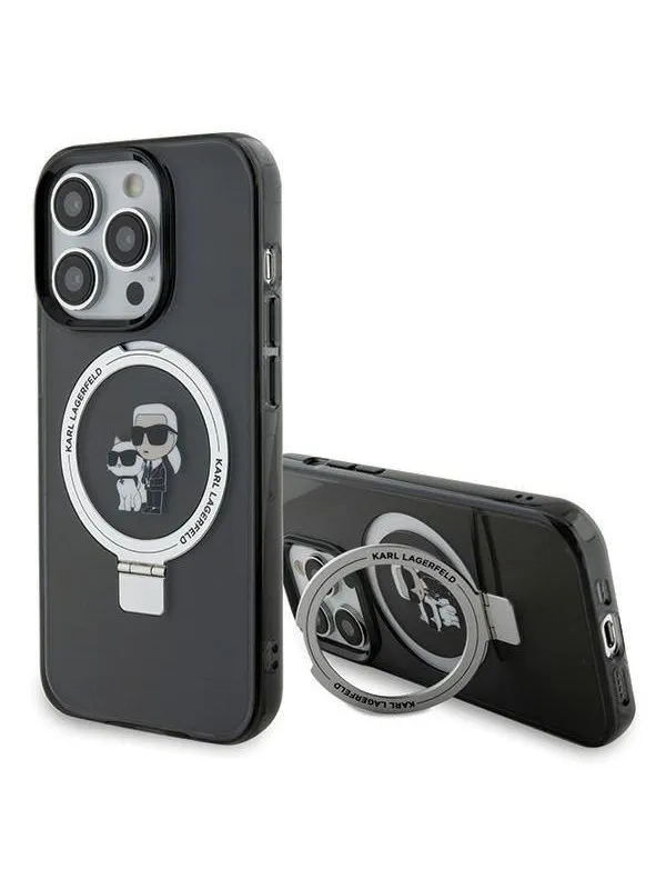 Karl Lagerfeld KLHMP15XHMRSKCK iPhone 15 Pro Max 6.7" black/black hardcase Ring Stand Karl&Choupette MagSafe