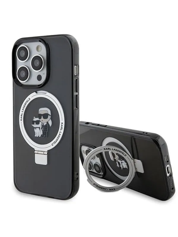 Karl Lagerfeld KLHMP13LHMRSKCK iPhone 13 Pro 6.1" black/black hardcase Ring Stand Karl&Choupette MagSafe