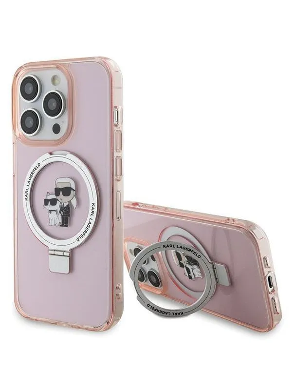 Karl Lagerfeld KLHMP15LHMRSKCP iPhone 15 Pro 6.1" pink/pink hardcase Ring Stand Karl&Choupette MagSafe