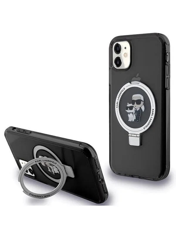 Karl Lagerfeld Ring Stand Karl&Choupette MagSafe case for iPhone 11 / Xr - black