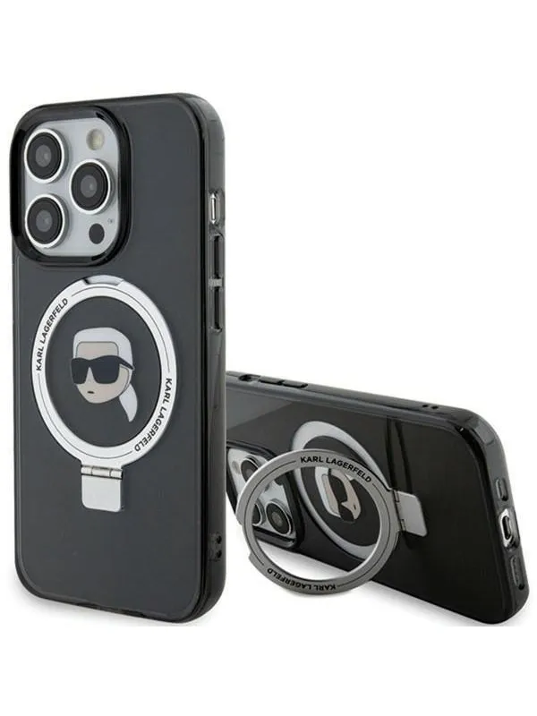 Karl Lagerfeld KLHMP15XHMRSKHK iPhone 15 Pro Max 6.7" black/black hardcase Ring Stand Karl Head MagSafe