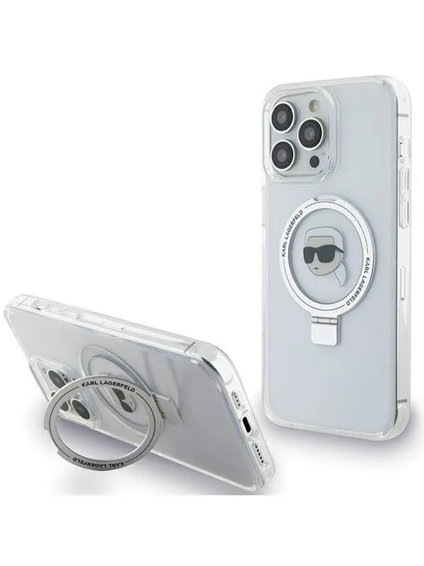 Karl Lagerfeld KLHMP15LHMRSKHH iPhone 15 Pro 6.1" white/white hardcase Ring Stand Karl Head MagSafe