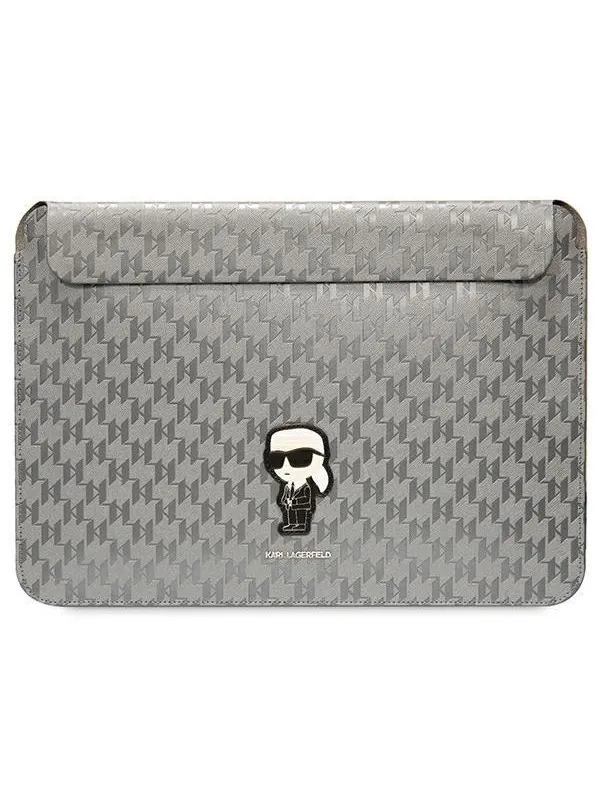 Karl Lagerfeld Saffiano Monogram Ikonik case for a 14" laptop - silver