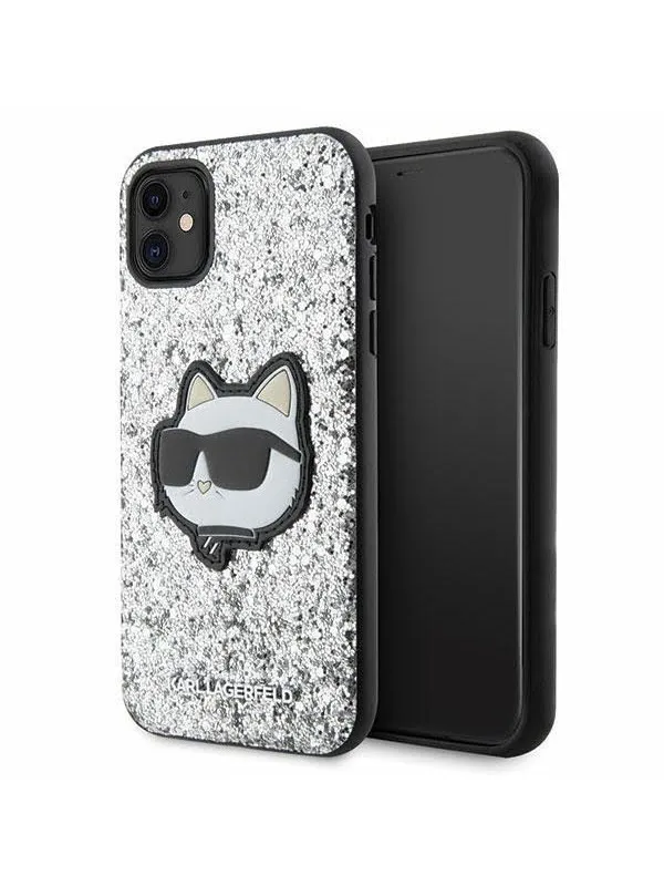 Karl Lagerfeld KLHCN61G2CPS iPhone 11 / Xr 6.1" silver/silver hardcase Glitter Choupette Patch