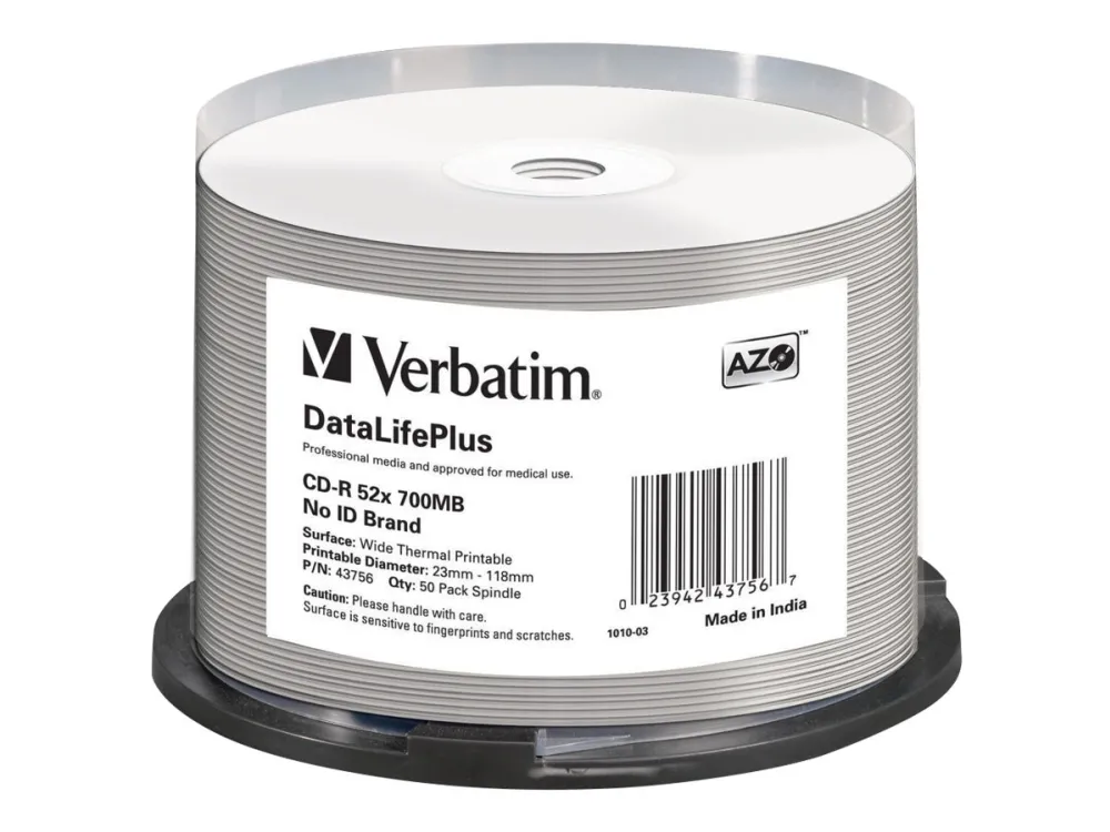 Verbatim CD-R 52x 700 MB/80 min, 50-pack sp, No ID-brand, Thermal Prin