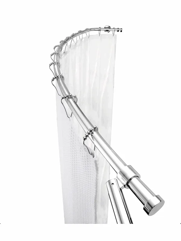 Croydex Curved Premium Shower Curtain Rod Chrome
