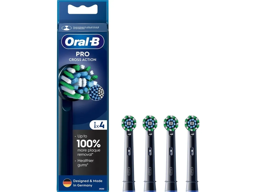 Oral-B utskiftbare børstehoder EB50BRX-4 Cross Action – for voksne – 4 stk – svart