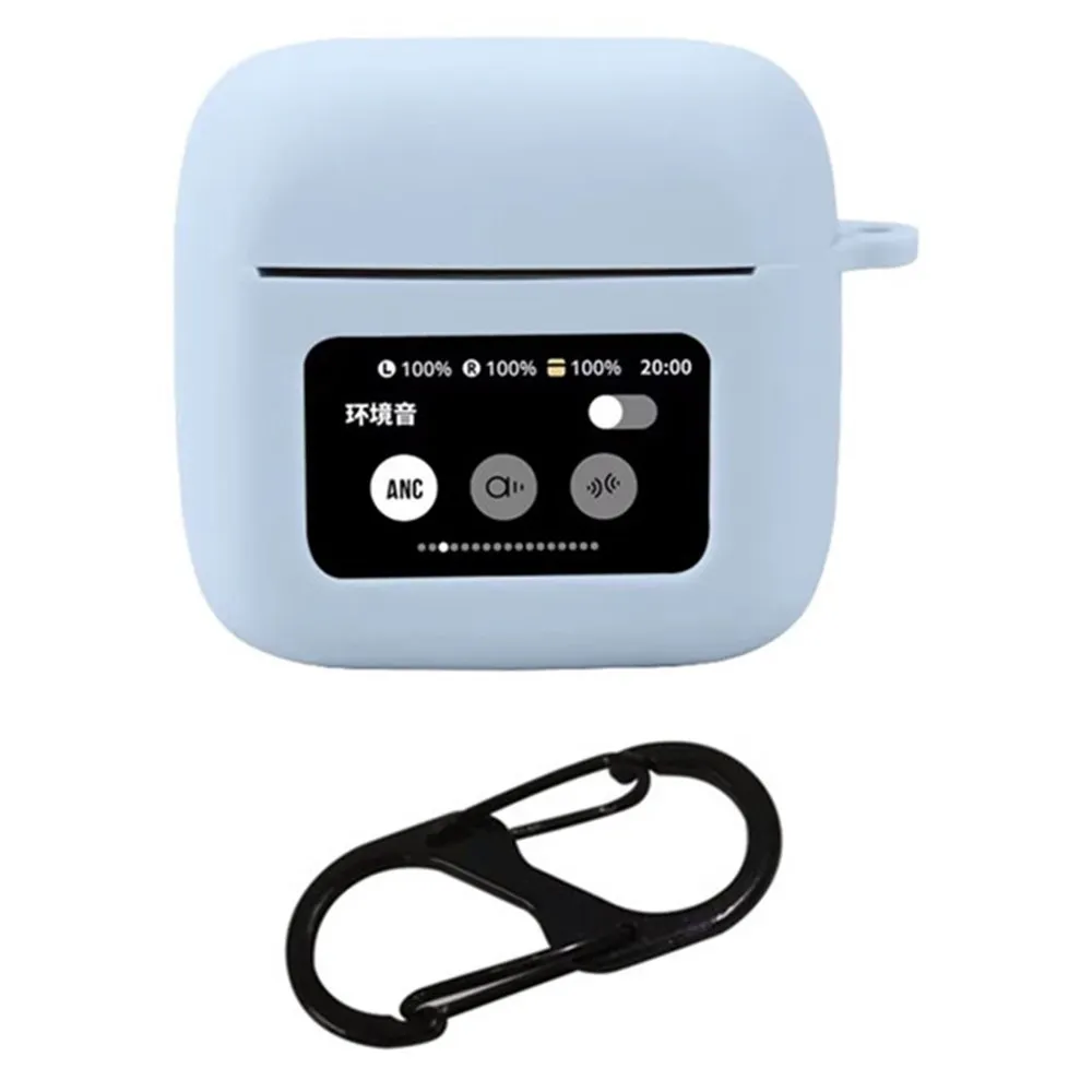 JBL Tour Pro 3 Bluetooth Earphones Case Soft Silicone Cover with Anti-Lost Buckle - Sky Blue