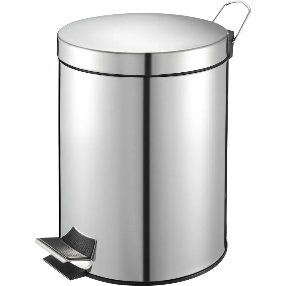Pedalbøtte, V-Part, grå, stål, 5 l