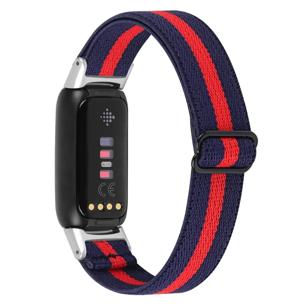 Fitbit Luxe elastisk klokkerem med fargespleis - Midnattsblå / Rød