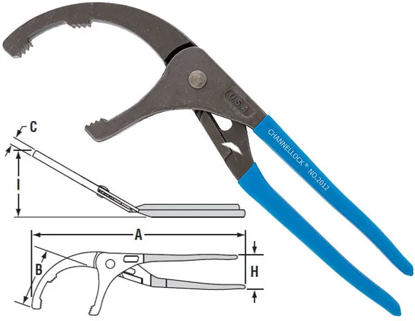 BATO CHANNELLOCK Oliefiltertang med 30 gr. vinkel. nr. 2012.