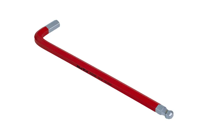 BATO Stiftnøgle farvet rød lang med kugle 10 x 224mm.