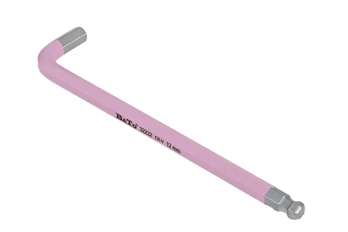 BATO Stiftnøgle farvet rosa lang med kugle 12 x 250mm.