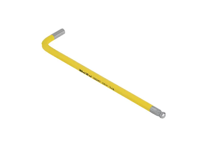BATO Stiftnøgle farvet gul lang med kugle 1/4' x 180mm.