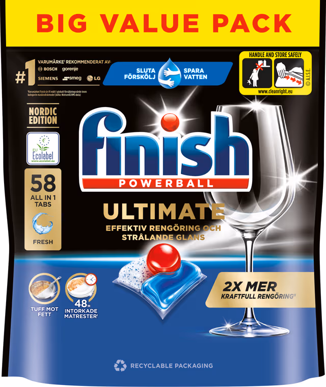 Finish Ultimate alt-i-ett-oppvasktabletter (58 stk.)