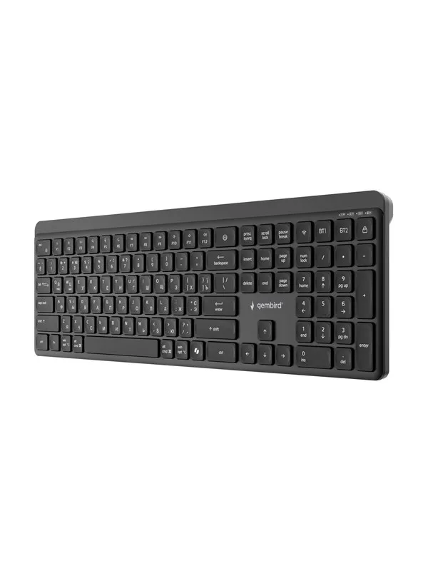 Gembird - keyboard - dual-mode pro-business slim full size - Cyrillic - black Input Device - Tastatur - Cyrillic - Svart