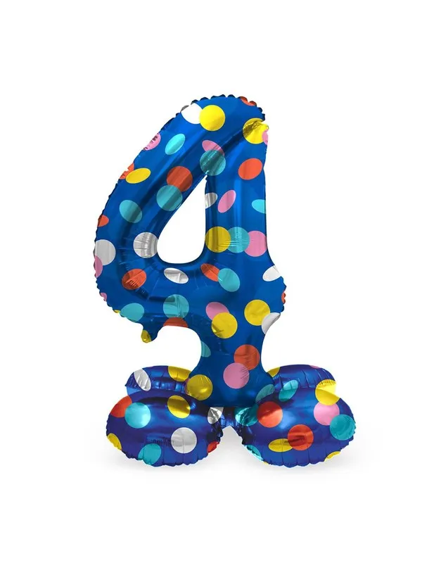 Folat BV - Standing Foil Balloon Colorful Dots Number 4 - 72cm