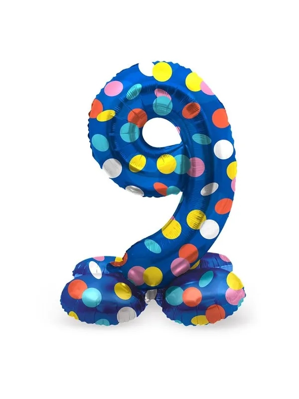 Folat BV Standing Foil Balloon Colorful Dots Number 9 - 72cm