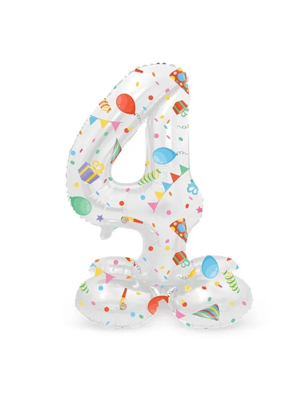 Folat BV - Standing Foil Balloon Joyful Party Number 4 - 72cm