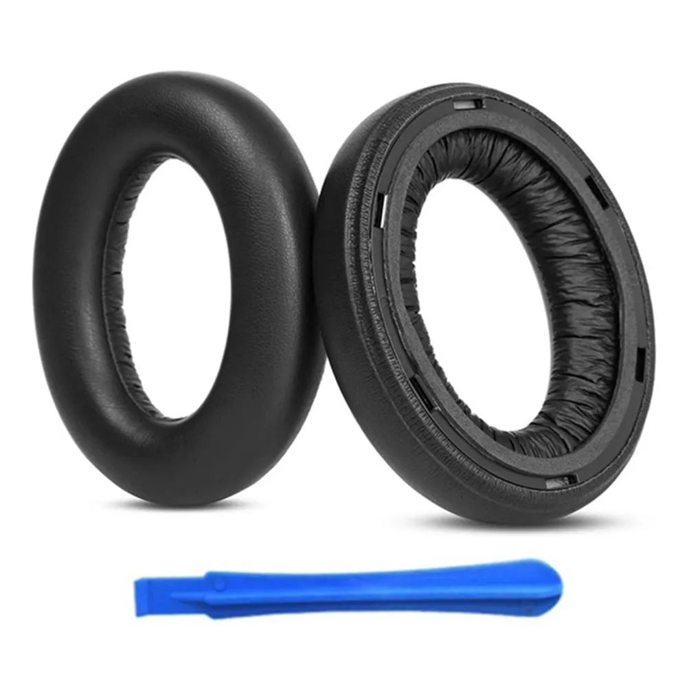 1 Pair Sennheiser Momentum 4 Replacement Ear Pads Protein Leather Cushions with Removal Tool - Black
