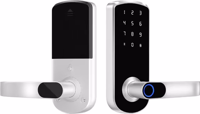 Smart Dørlås Fingeravtrykk Tuya - TTLock Bluetooth Biometrisk Nøkkelfri Inngang for Hjem, Leilighet, Hotell, Skole Silver