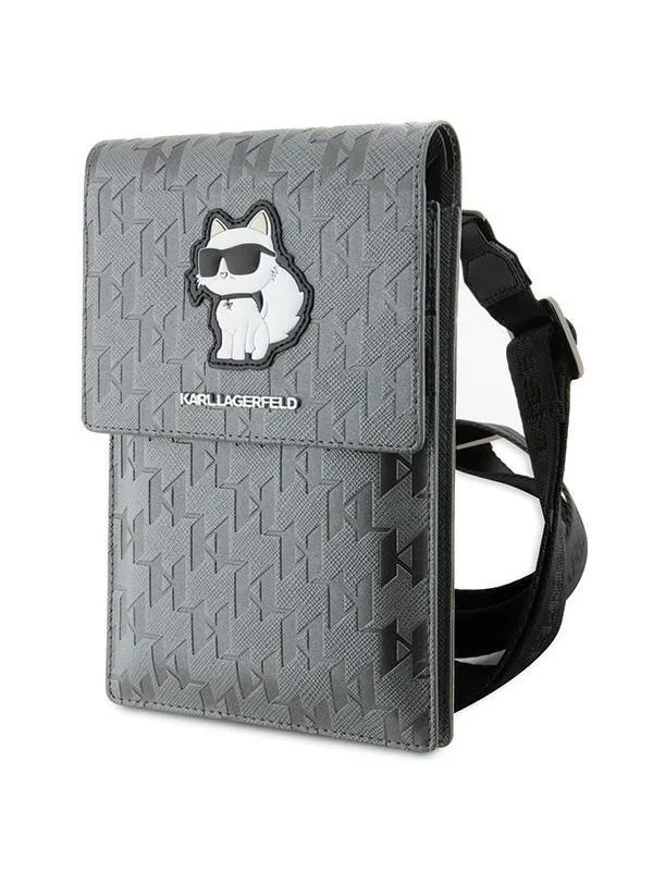 Karl Lagerfeld Case KLWBSAKHPCG Handbag - Silver Saffiano Monogram Choupette