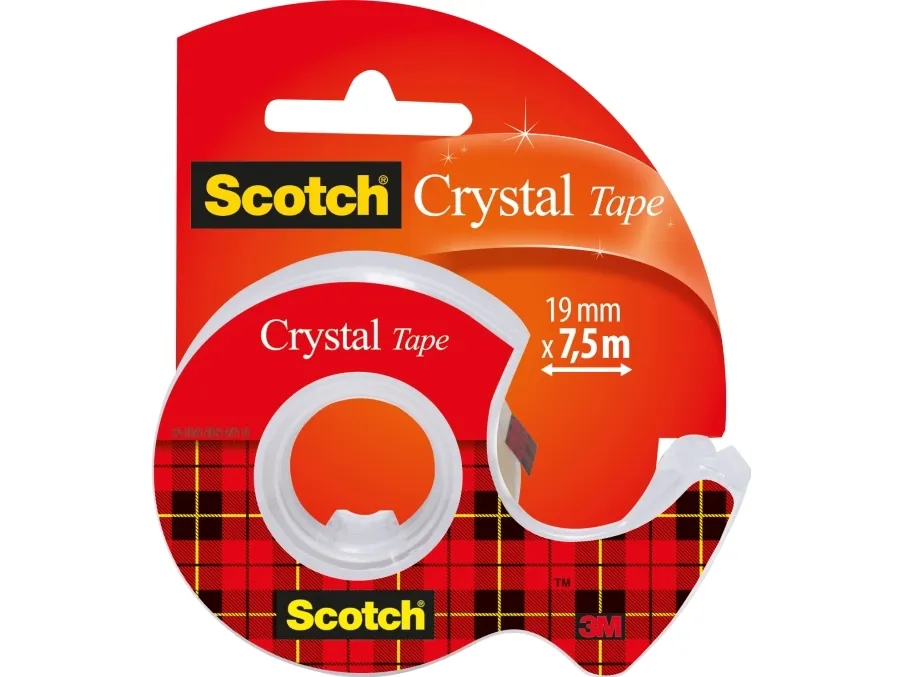 3M Scotch Crystal - dispenser with office tape - 19 mm x 7.5 m - clear tape