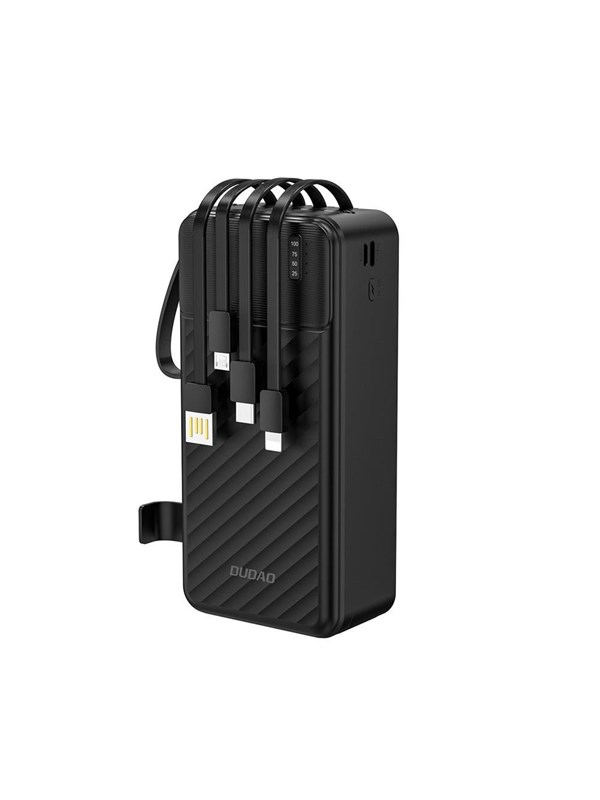 Dudao K11 Max Powerbank with Built-in Cables Nødlader - Svart - 30000 mAh