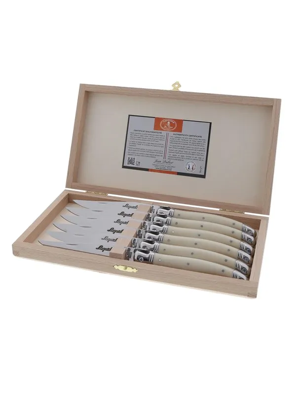 Jean Dubost Kniver hvite 2,5mm, 6 stk Laguiole