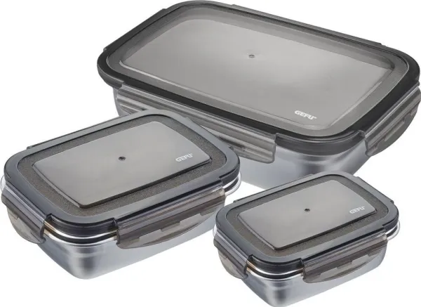 GEFU Oppbevaringsboks PREPPO, 3 stk, 350ml, 850ml, 1,8L
