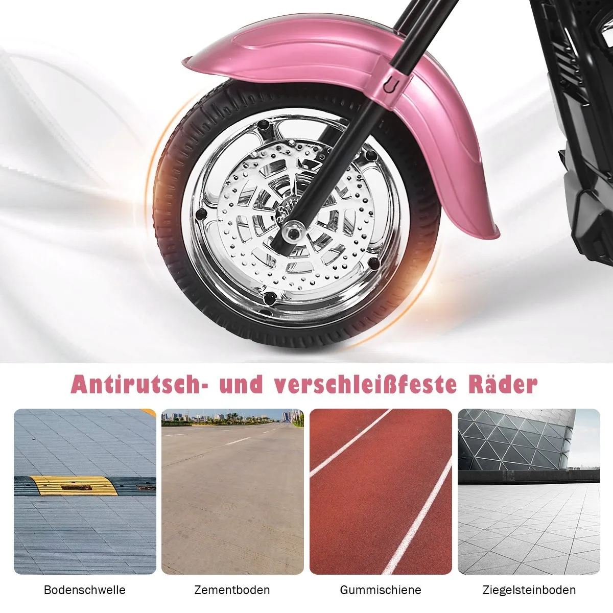 6 V elektrisk motorsykkel Batteridrevet motorsykkel med musikk 91 x 48 x 64 cm Rosa